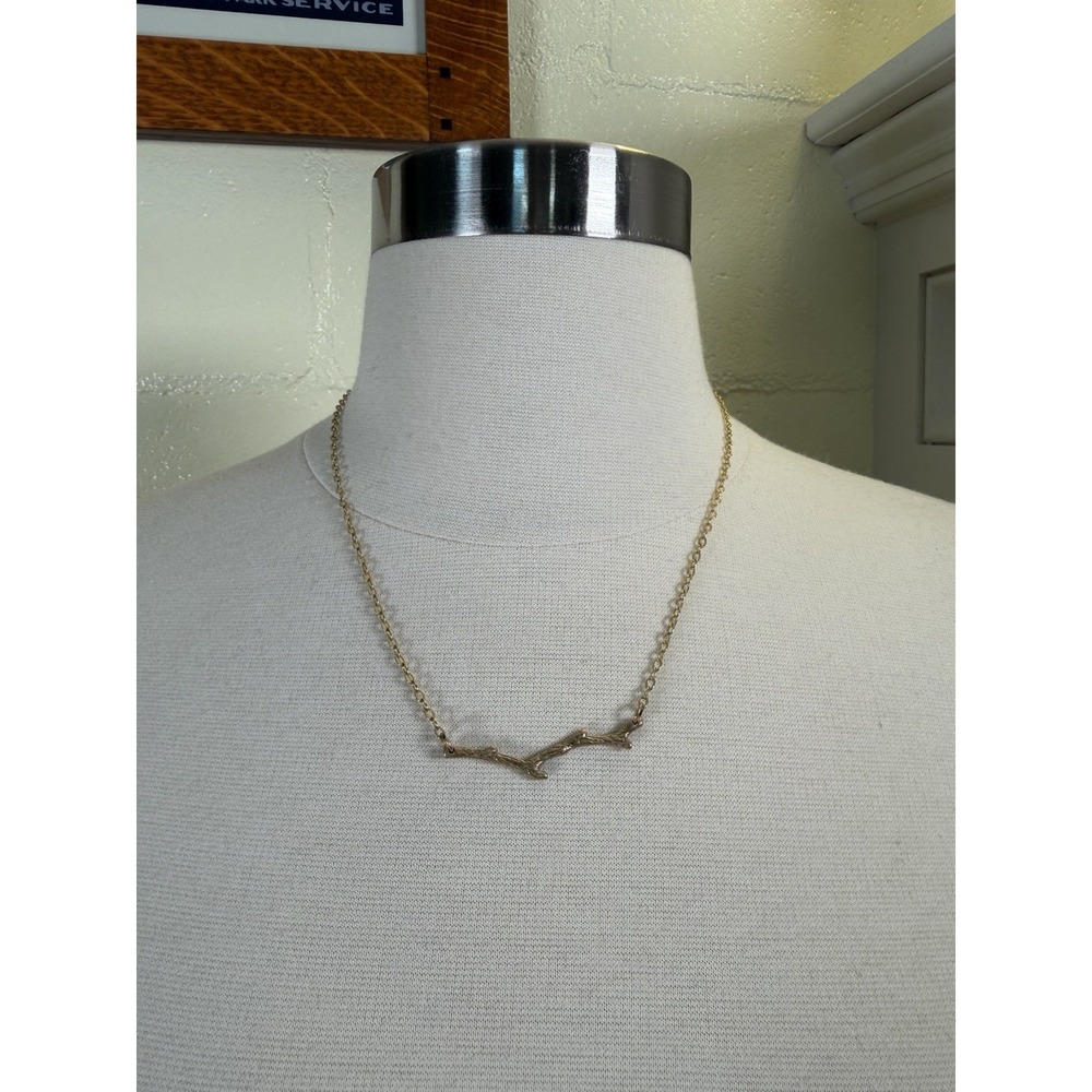 JAMI Gold Tone Branch Twig Necklace 19" Nature Inspired Boho Statement Jewelry